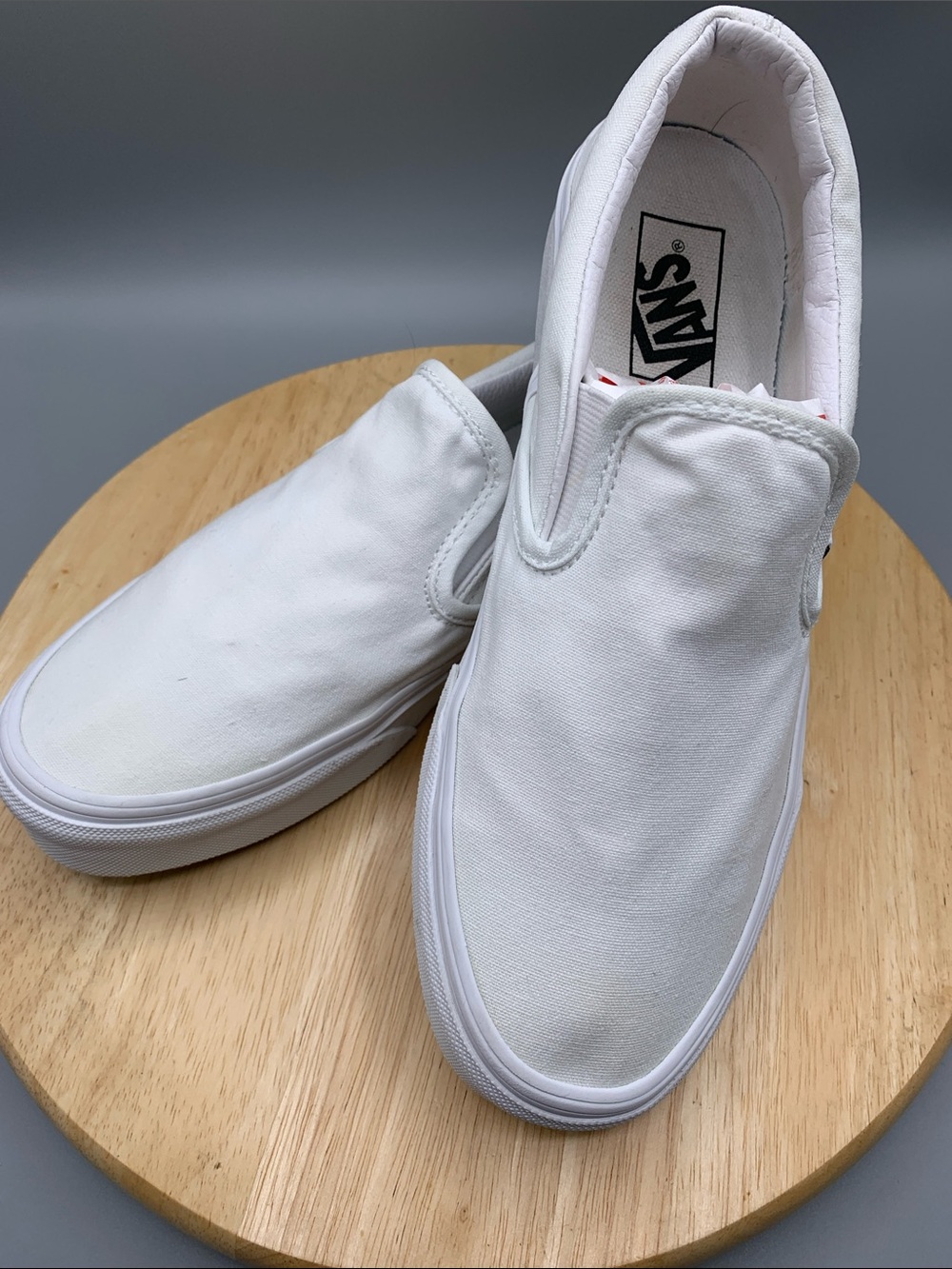 Vans White Canvas Classic Slip-On Sneakers